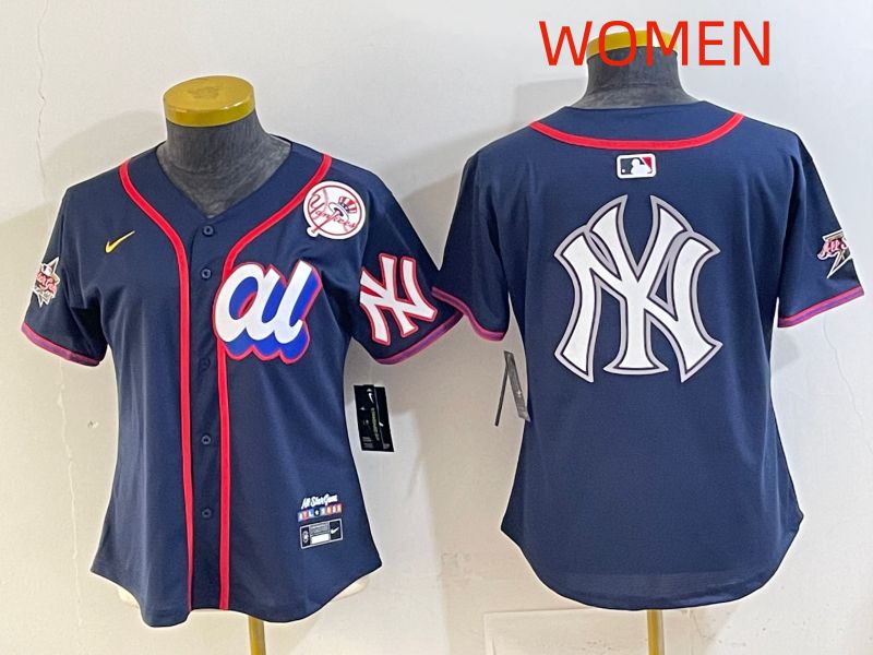 Women 2025 New York Yankees Blank Drak Blue All star Nike MLB Jersey style 015->women mlb jersey->Women Jersey